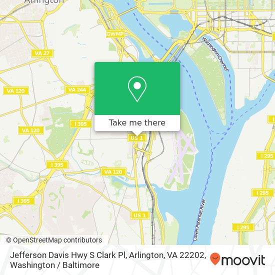 Mapa de Jefferson Davis Hwy S Clark Pl, Arlington, VA 22202