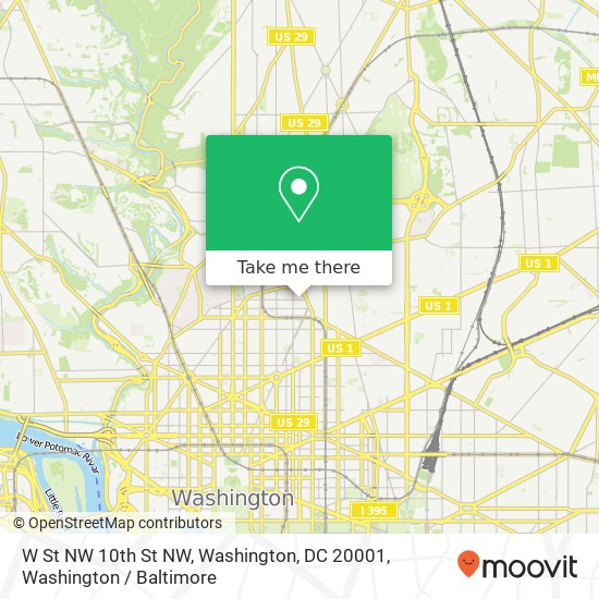 W St NW 10th St NW, Washington, DC 20001 map