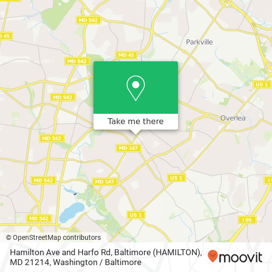 Mapa de Hamilton Ave and Harfo Rd, Baltimore (HAMILTON), MD 21214