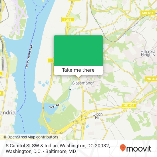 S Capitol St SW & Indian, Washington, DC 20032 map