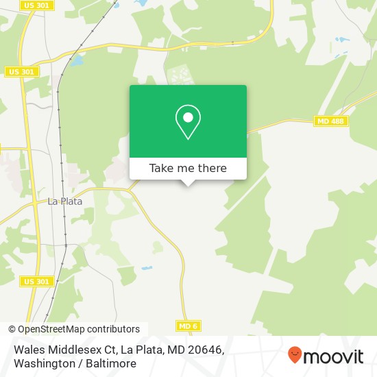 Mapa de Wales Middlesex Ct, La Plata, MD 20646