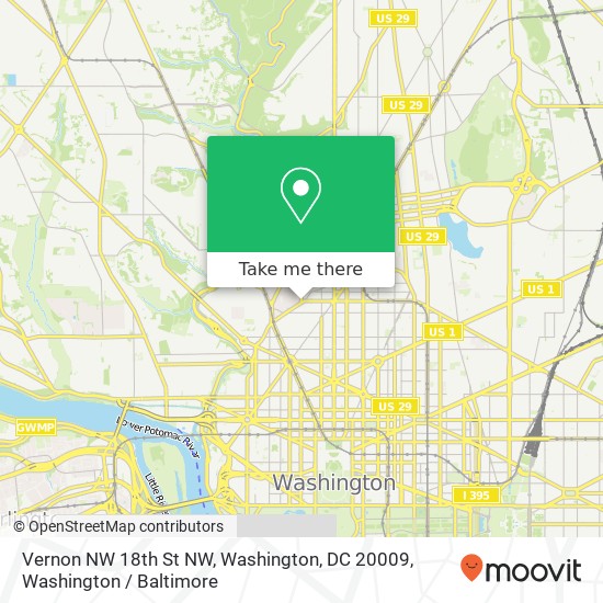 Vernon NW 18th St NW, Washington, DC 20009 map