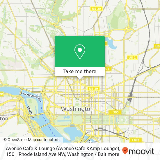 Mapa de Avenue Cafe & Lounge (Avenue Cafe &Amp Lounge), 1501 Rhode Island Ave NW