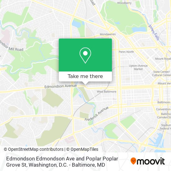 Edmondson Edmondson Ave and Poplar Poplar Grove St map