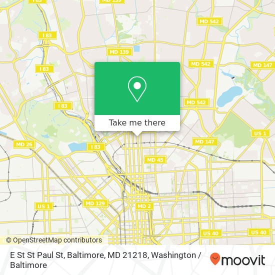 Mapa de E St St Paul St, Baltimore, MD 21218