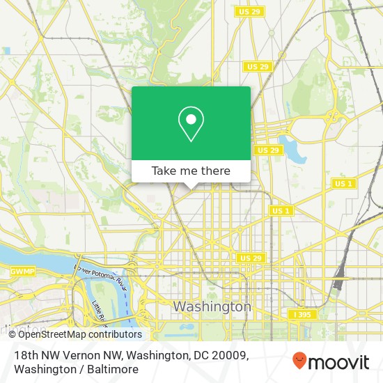 Mapa de 18th NW Vernon NW, Washington, DC 20009