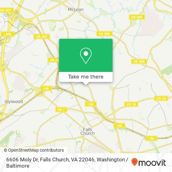 Mapa de 6606 Moly Dr, Falls Church, VA 22046