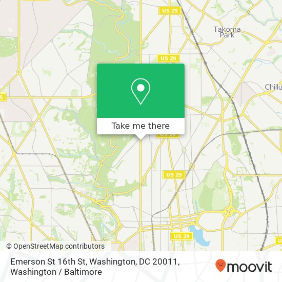 Mapa de Emerson St 16th St, Washington, DC 20011