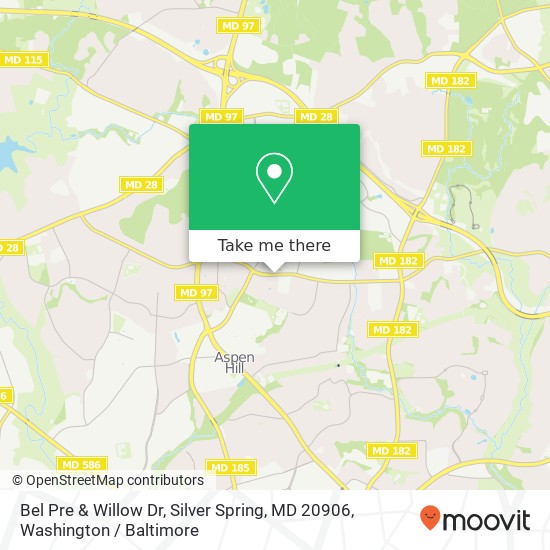 Mapa de Bel Pre & Willow Dr, Silver Spring, MD 20906