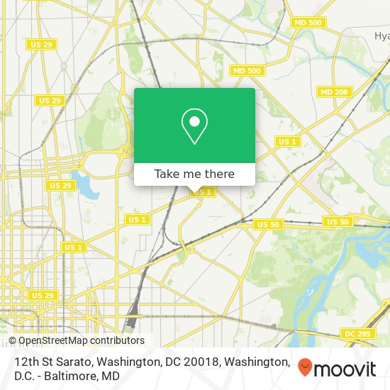 Mapa de 12th St Sarato, Washington, DC 20018