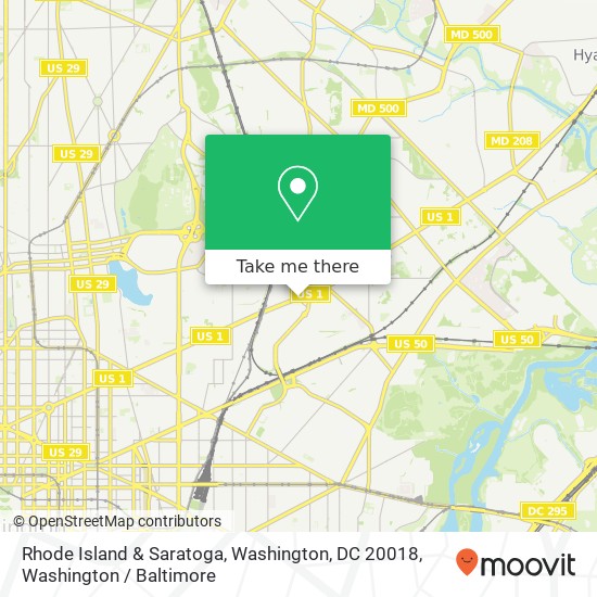 Rhode Island & Saratoga, Washington, DC 20018 map