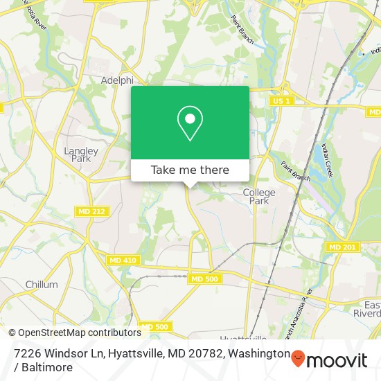 Mapa de 7226 Windsor Ln, Hyattsville, MD 20782