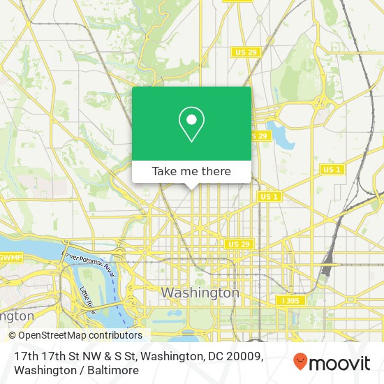 Mapa de 17th 17th St NW & S St, Washington, DC 20009
