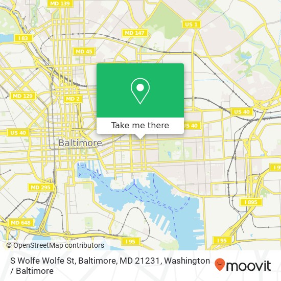 Mapa de S Wolfe Wolfe St, Baltimore, MD 21231