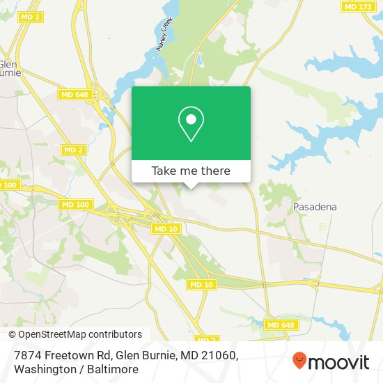 Mapa de 7874 Freetown Rd, Glen Burnie, MD 21060