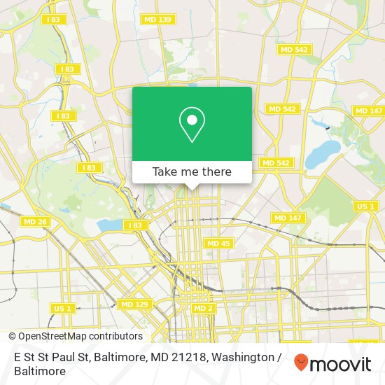 Mapa de E St St Paul St, Baltimore, MD 21218