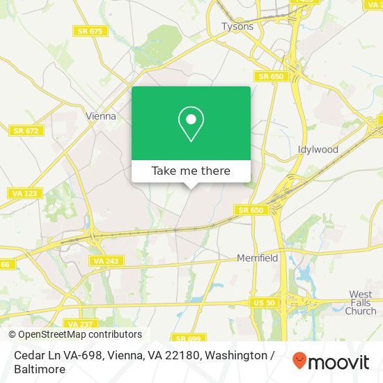 Mapa de Cedar Ln VA-698, Vienna, VA 22180