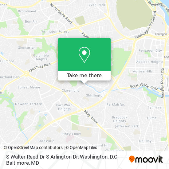 S Walter Reed Dr S Arlington Dr map