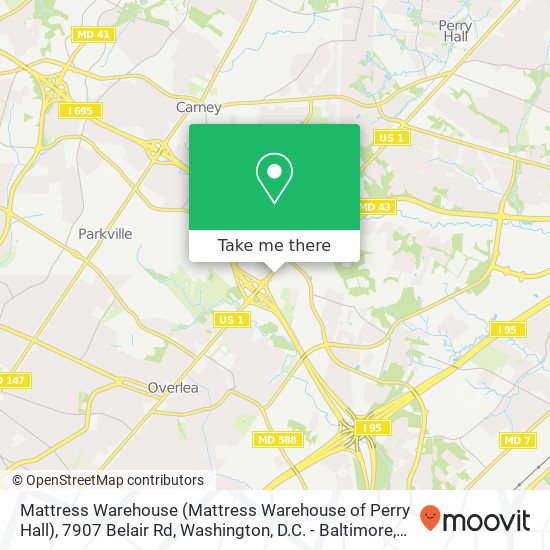 Mapa de Mattress Warehouse (Mattress Warehouse of Perry Hall), 7907 Belair Rd