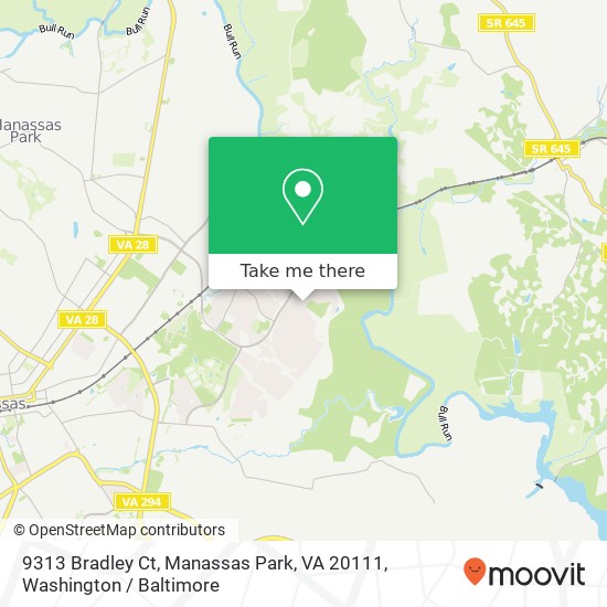 Mapa de 9313 Bradley Ct, Manassas Park, VA 20111