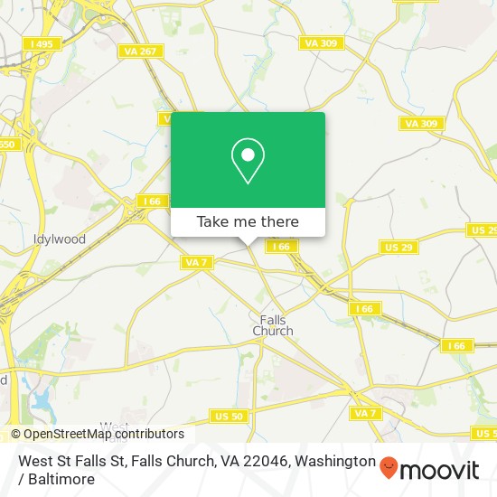 Mapa de West St Falls St, Falls Church, VA 22046