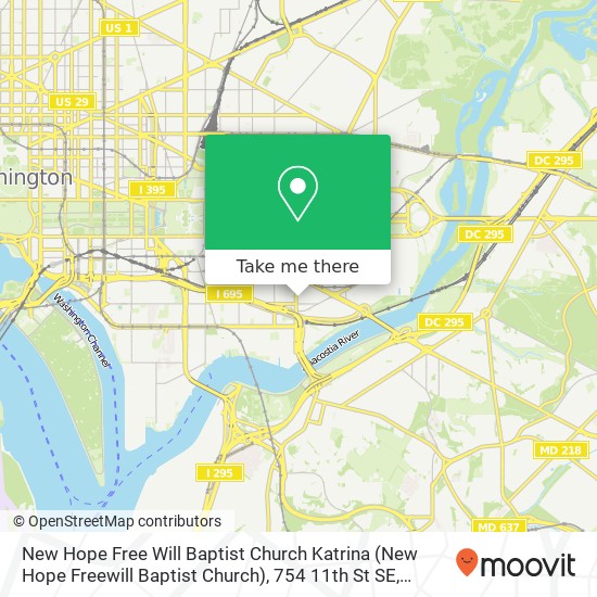 Mapa de New Hope Free Will Baptist Church Katrina (New Hope Freewill Baptist Church), 754 11th St SE