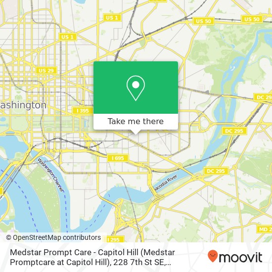 Mapa de Medstar Prompt Care - Capitol Hill (Medstar Promptcare at Capitol Hill), 228 7th St SE