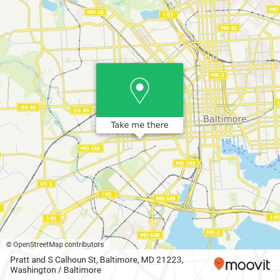 Mapa de Pratt and S Calhoun St, Baltimore, MD 21223