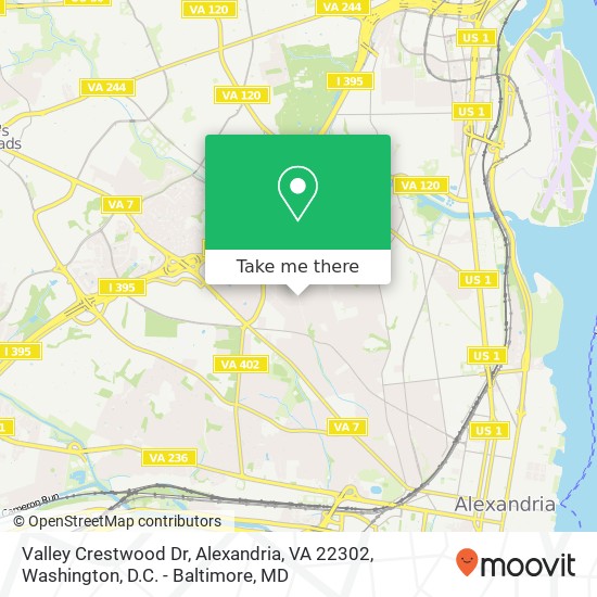 Mapa de Valley Crestwood Dr, Alexandria, VA 22302