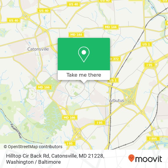 Mapa de Hilltop Cir Back Rd, Catonsville, MD 21228