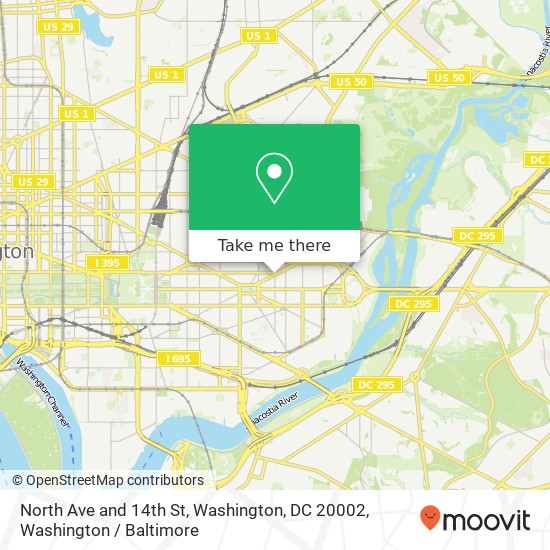Mapa de North Ave and 14th St, Washington, DC 20002