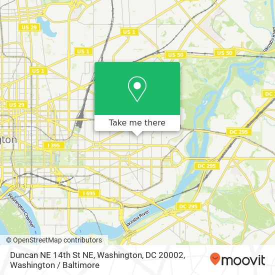 Mapa de Duncan NE 14th St NE, Washington, DC 20002