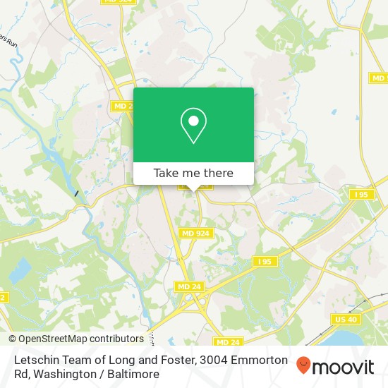 Letschin Team of Long and Foster, 3004 Emmorton Rd map
