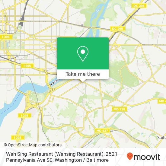 Mapa de Wah Sing Restaurant (Wahsing Restaurant), 2521 Pennsylvania Ave SE