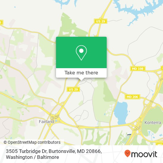 Mapa de 3505 Turbridge Dr, Burtonsville, MD 20866