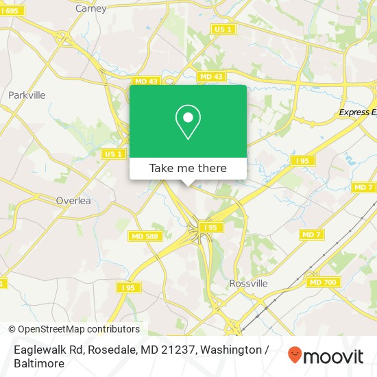 Mapa de Eaglewalk Rd, Rosedale, MD 21237