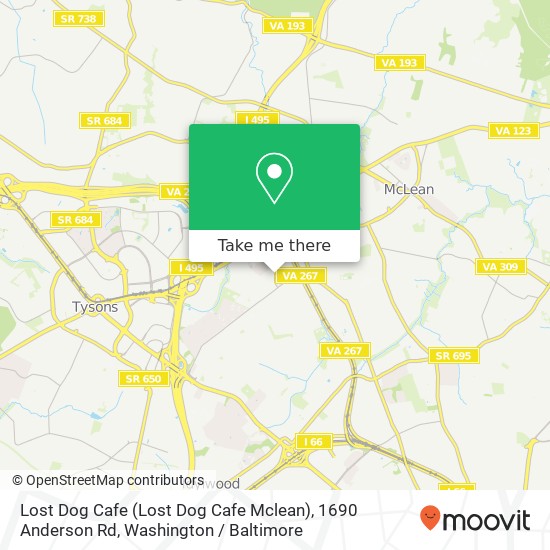 Mapa de Lost Dog Cafe (Lost Dog Cafe Mclean), 1690 Anderson Rd