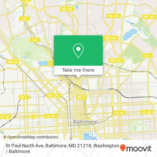 Mapa de St Paul North Ave, Baltimore, MD 21218