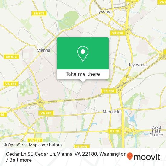 Mapa de Cedar Ln SE Cedar Ln, Vienna, VA 22180