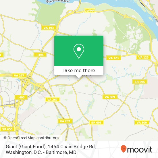 Mapa de Giant (Giant Food), 1454 Chain Bridge Rd