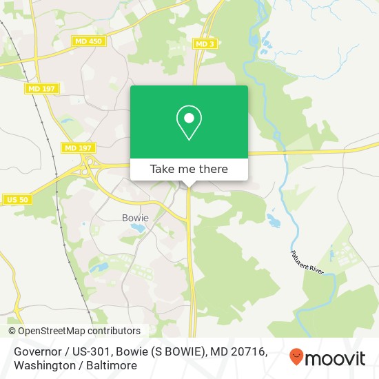 Mapa de Governor / US-301, Bowie (S BOWIE), MD 20716