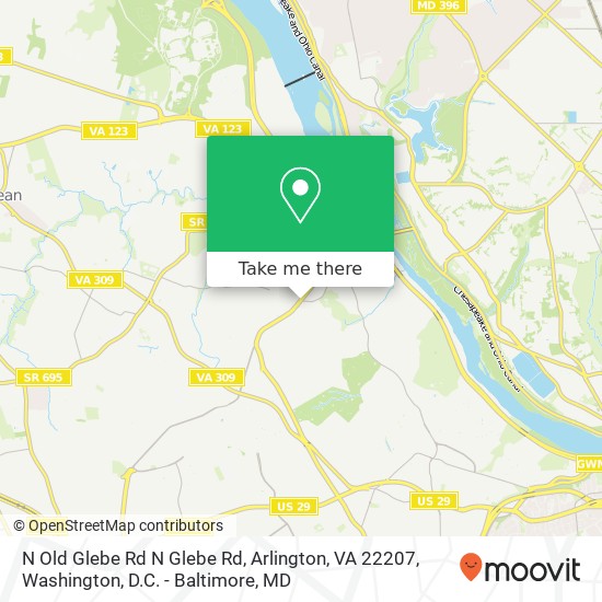 Mapa de N Old Glebe Rd N Glebe Rd, Arlington, VA 22207