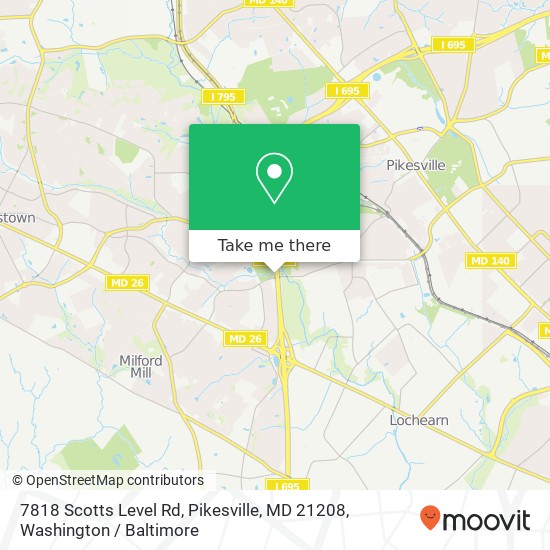 Mapa de 7818 Scotts Level Rd, Pikesville, MD 21208