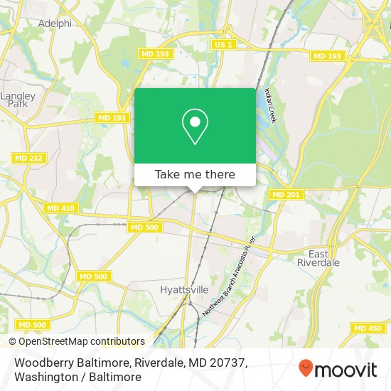 Mapa de Woodberry Baltimore, Riverdale, MD 20737