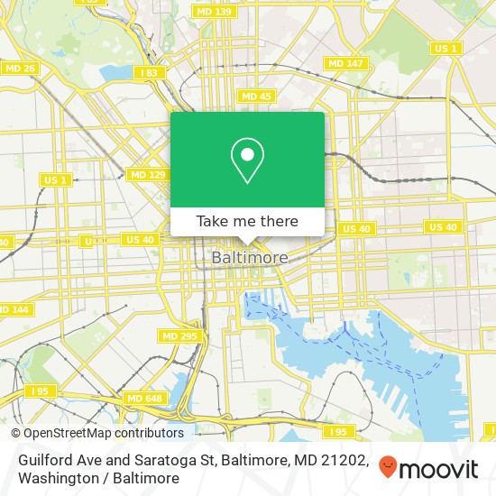 Mapa de Guilford Ave and Saratoga St, Baltimore, MD 21202