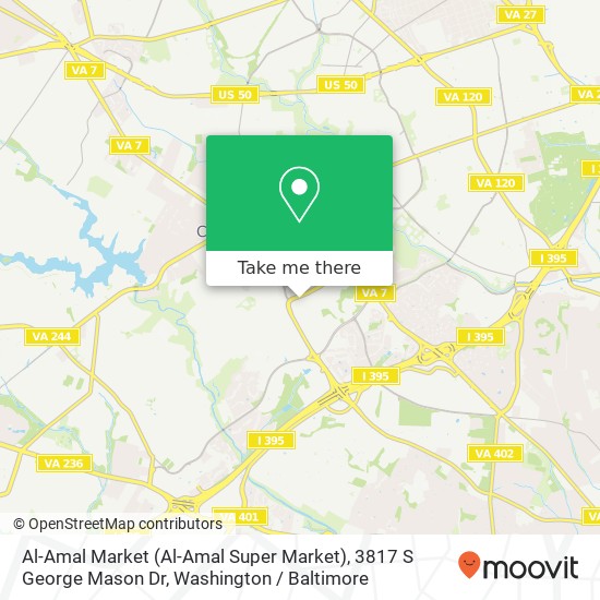 Mapa de Al-Amal Market (Al-Amal Super Market), 3817 S George Mason Dr