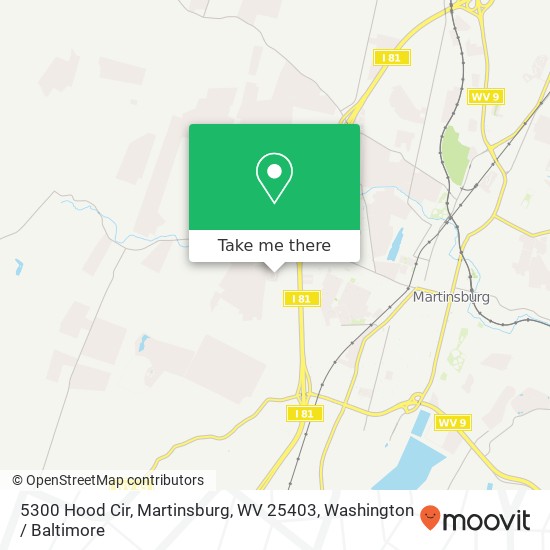 Mapa de 5300 Hood Cir, Martinsburg, WV 25403