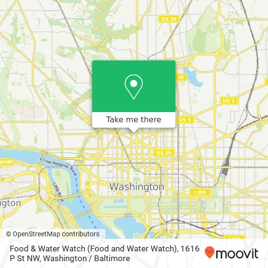 Mapa de Food & Water Watch (Food and Water Watch), 1616 P St NW