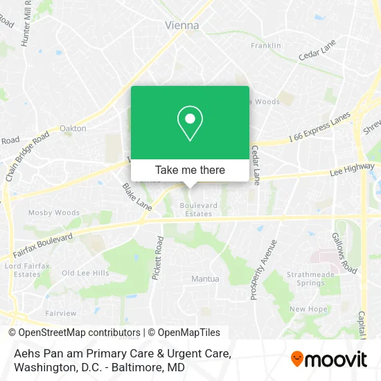 Mapa de Aehs Pan am Primary Care & Urgent Care
