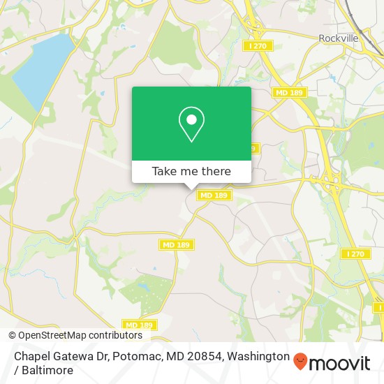 Mapa de Chapel Gatewa Dr, Potomac, MD 20854